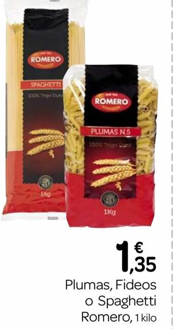 Supermercados El Jamón Plumas, Fideos o Spaghetti Romero oferta