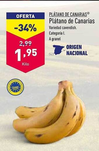ALDI Plátano de canarias oferta
