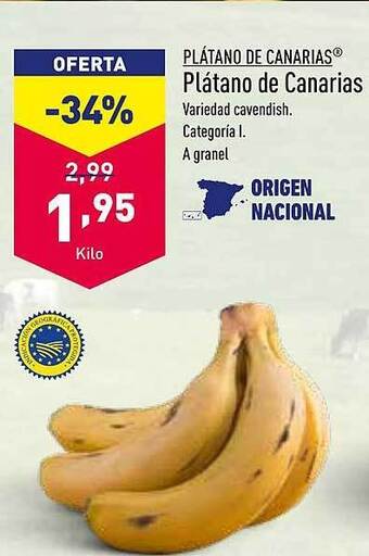 ALDI Plátano de canarias oferta