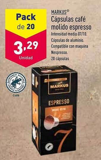 ALDI Markus cápsulas café molido espresso oferta