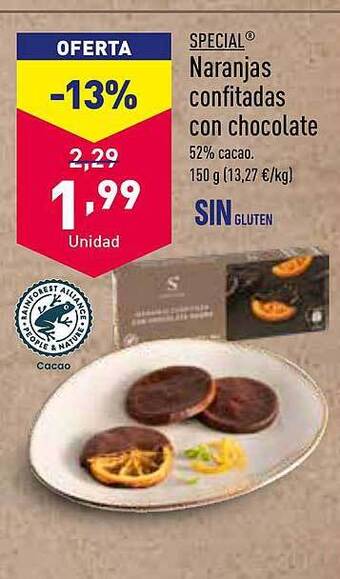 ALDI Special naranjas confitadas con chocolate oferta