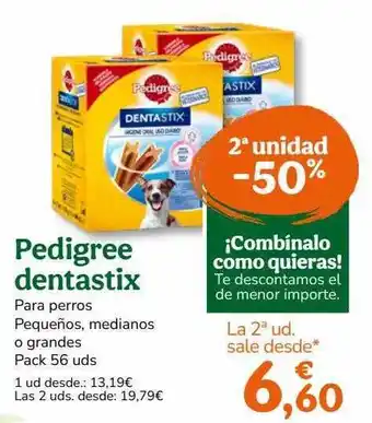 TiendAnimal 2a unidad -50% pedigree dentastix para perros oferta
