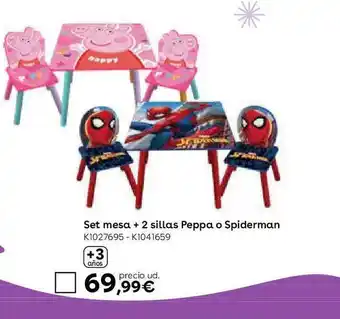 ToysRus Set mesa + 2 sillas peppar o spiderman oferta