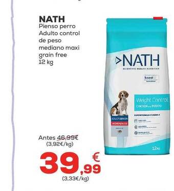 Kiwoko Nath pienso perro adulto control de peso mediano maxi grain free oferta