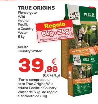 Kiwoko True origins pienso gato wild adulto pacific o country water 6 kg oferta
