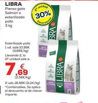 Kiwoko 2a unidad 30% descuento libra pienso gato salmón o esterilizado pollo 3 kg oferta