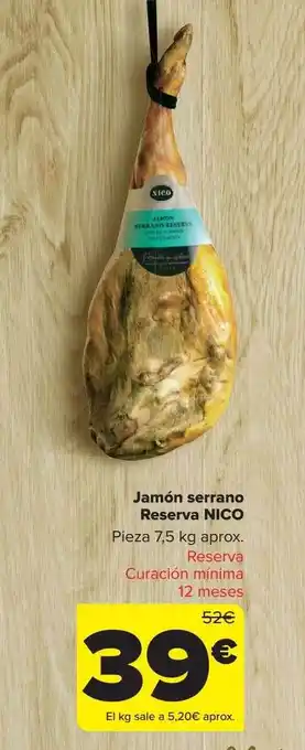 Carrefour Jamón serrano reserva nico piezas oferta