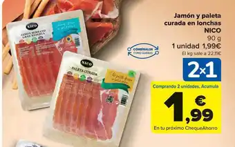 Carrefour Jamón y paleta curada en lonchas nico oferta