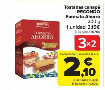 Carrefour Tostada canapé recondo formato ahorro oferta