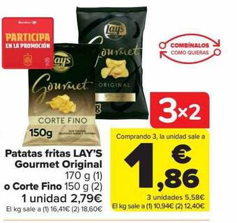 Carrefour Patatas fritas lay's gourmet original o corte fino oferta