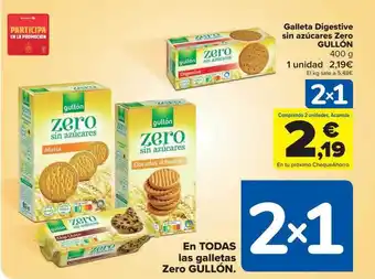 Carrefour Galletas digestive sin azúcares zero gullón oferta