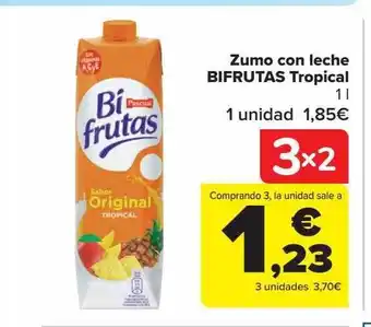 Carrefour Zumo con leche bifrutas tropical oferta