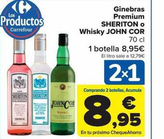 Carrefour Ginebra premium sheriton o whisky john cor oferta