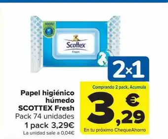 Carrefour Papel higiénico húmedo scottex fresh oferta