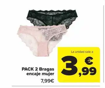 Carrefour Pack 2 bragas encaje mujer oferta