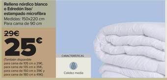 Carrefour Relleno nórdico blanco o edredón liso estampado microfibra oferta