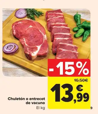 Carrefour Chuletón o entrecot de vauno el kg oferta