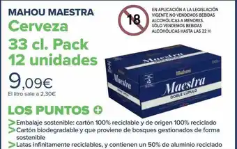 Carrefour Mahou maestra cerveza pack 12 oferta