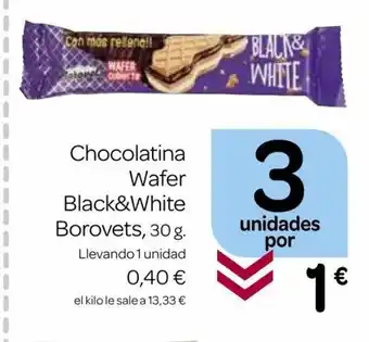 Supermercados El Jamón Chocolatina Wafer Black & White Borovets oferta