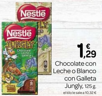 Supermercados El Jamón Chocolate con Leche o Blanco Con Galleta Jungly oferta
