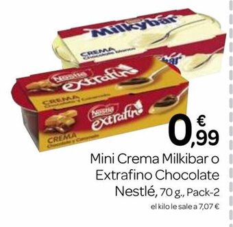 Supermercados El Jamón Mini Crema Milkibar o Extrafino Chocolate Nestlé oferta