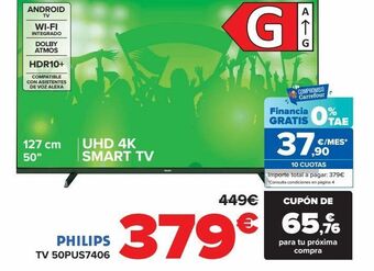 Carrefour Philips tv 50pus7406 oferta