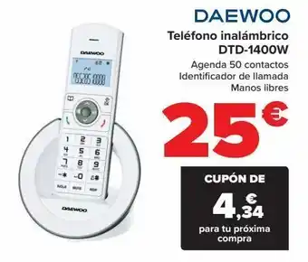Carrefour Teléfono inalámbrico daewoo dtd-1400w oferta