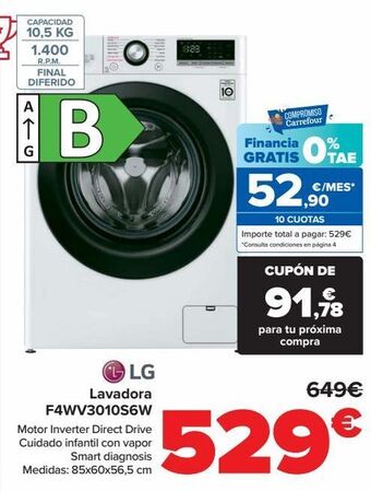 Carrefour Lg lavadora f4wv3010s6w oferta