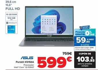 Carrefour Asus portátil x515ea oferta