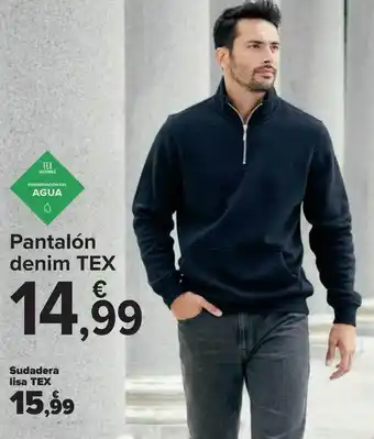 Carrefour Pantalón denim tex sudadera lisa tex oferta
