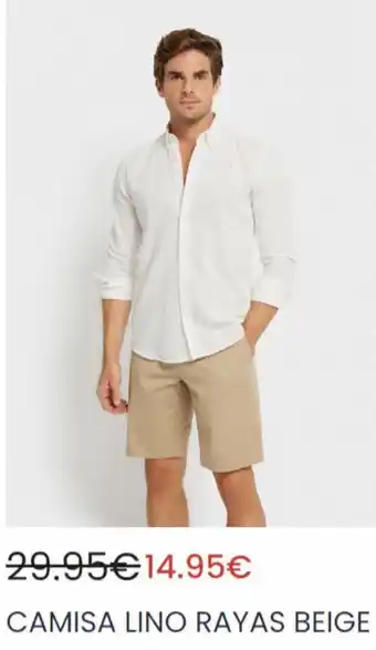 Álvaro Moreno Camisa lino rayas beige oferta