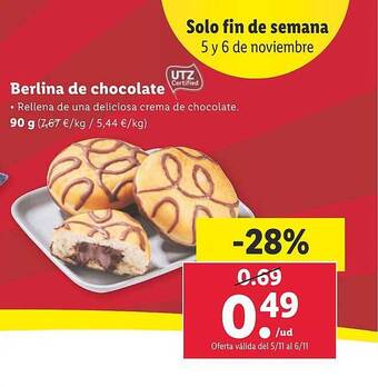 Lidl Berlina de chocolate oferta