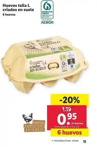 Lidl Huevos talla l criados en suelo 6 huevos oferta