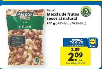 Lidl Alesto mezcla de frutos ssecos al natural oferta