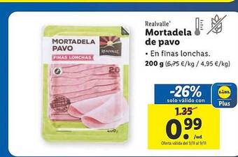 Lidl Realvalle mortadela de pavo oferta
