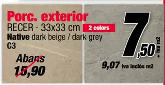 Ferrolan Porc. exterior Recer - 33x33 cm Native dark beige / dark grey C3 oferta