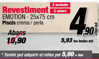 Revestiment Emotion 25x75cm Piscis crema / perla