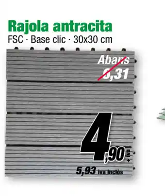 Rajola antracita FSC - Base clic - 30x30cm