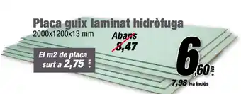 Ferrolan Placa guix laminat hidròfuga 2000x1200x13mm oferta