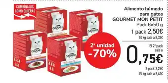 Carrefour Alimento Húmedo Para Gatos Purina Gourmet Mon Petit 6x50g oferta