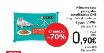Carrefour Alimento Seco Para Gatos Esterilizados Purina One 85g oferta
