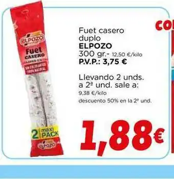 Supermercados Piedra Elpozo Fuet Casero Duplo 300gr oferta