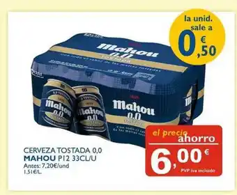 Supermercados La Despensa Cerveza Tostada 0,0 Mahou P12 33CL-U oferta