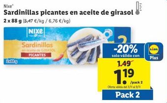 Lidl Sardinillas en aceite nixe oferta