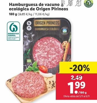 Lidl Hamburguesas de vacuno oferta