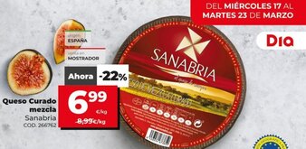 Dia Sanabria Queso Curado mezcla oferta