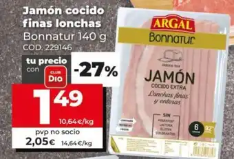 Dia Bonnatur Jamón cocido finas lonchas 140g oferta