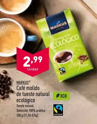 ALDI MARKUS café molido de tueste natural ecológico oferta