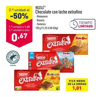 ALDI NESTLÉ chocolate con leche extrafino oferta