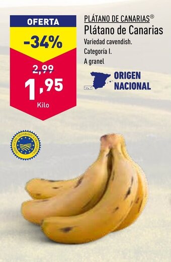 ALDI Plátano de canarias oferta